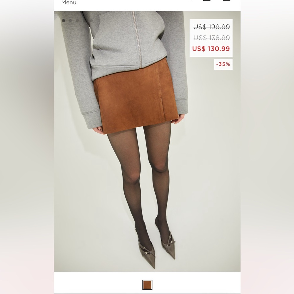 Brown suede mini skirt